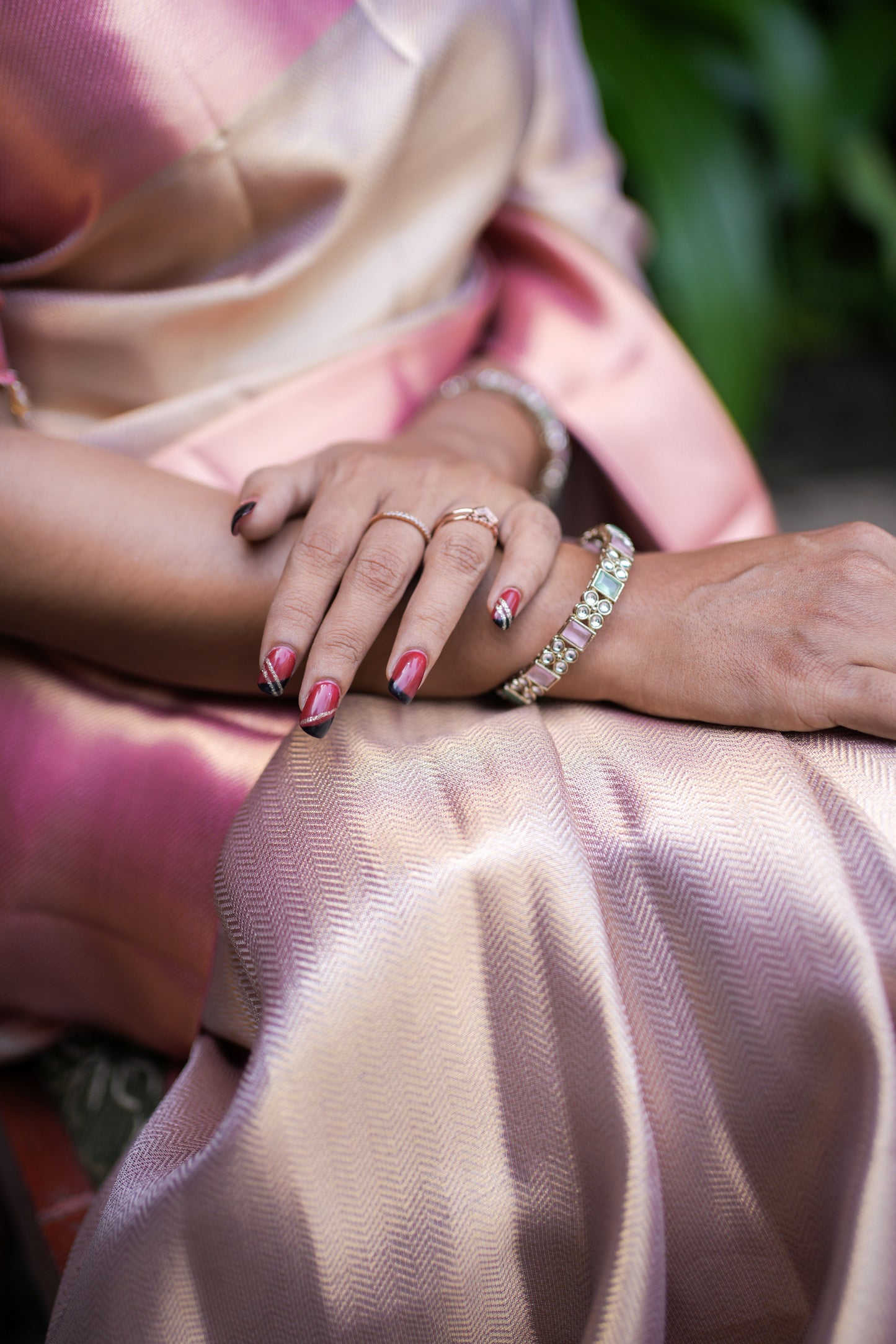 Peach Gold Soft Tissue Saree with Pink Gradient Border border