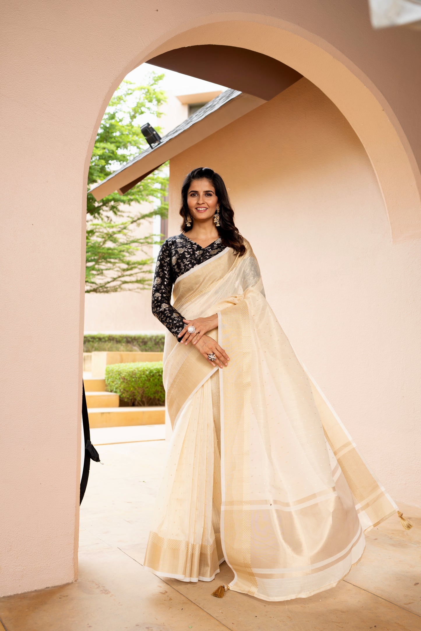 Tissue Silk Saree with Banaras Blouse