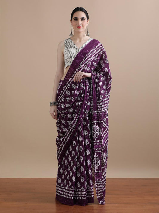 Deep Purple Bandhani Print Saree