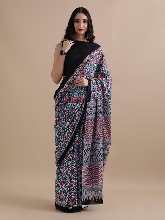 Multicolor Geometric & Floral Printed Saree