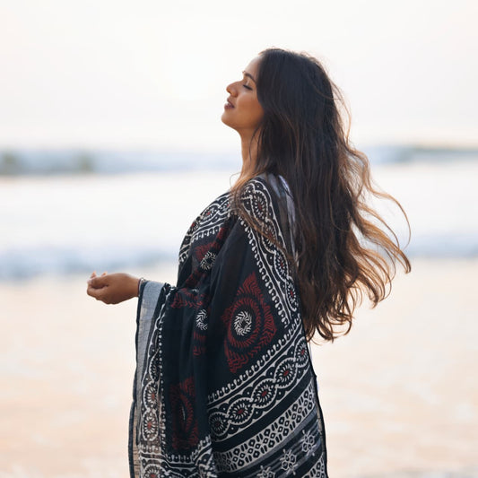 Traditional block-print saree.